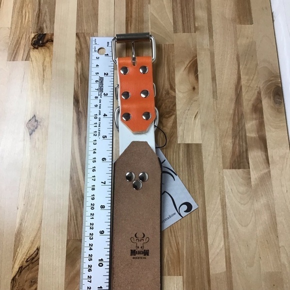 Mad Cow genuine leather Naruto dog collar limited edition orange white handmade - Picture 13 of 16